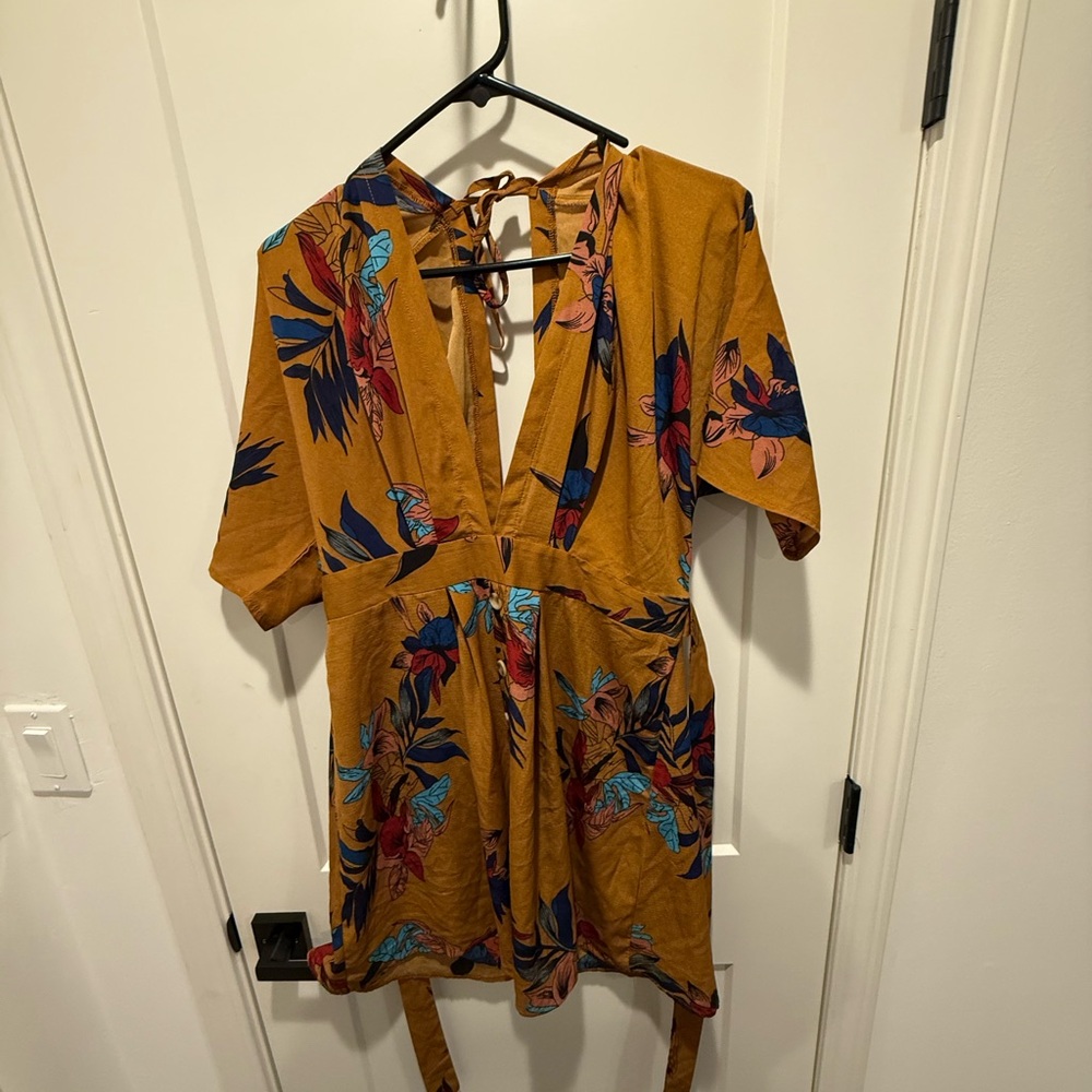 SHEIN Mustard Floral Dress